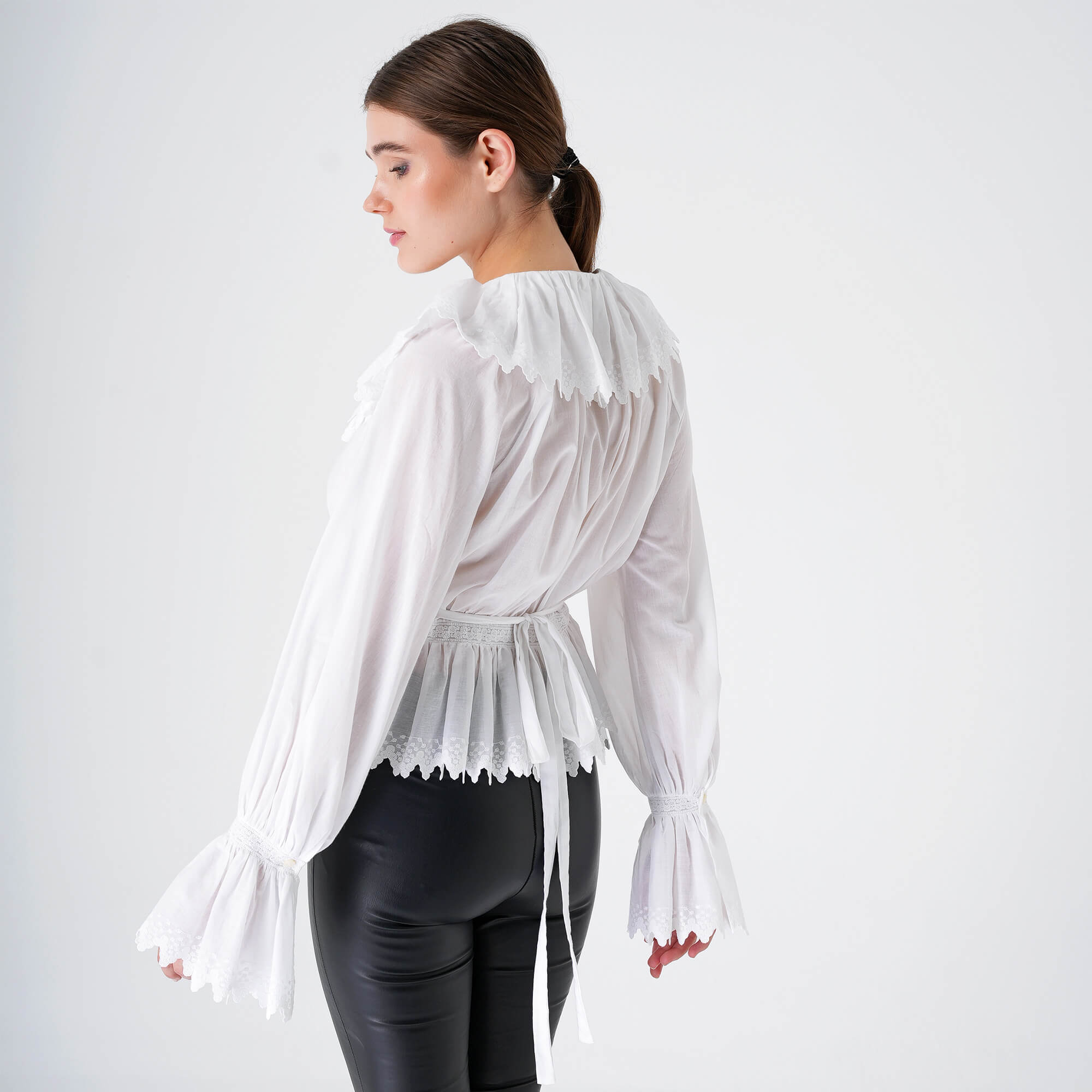 Etro - White Cotton&Lace Ruffle Shirt